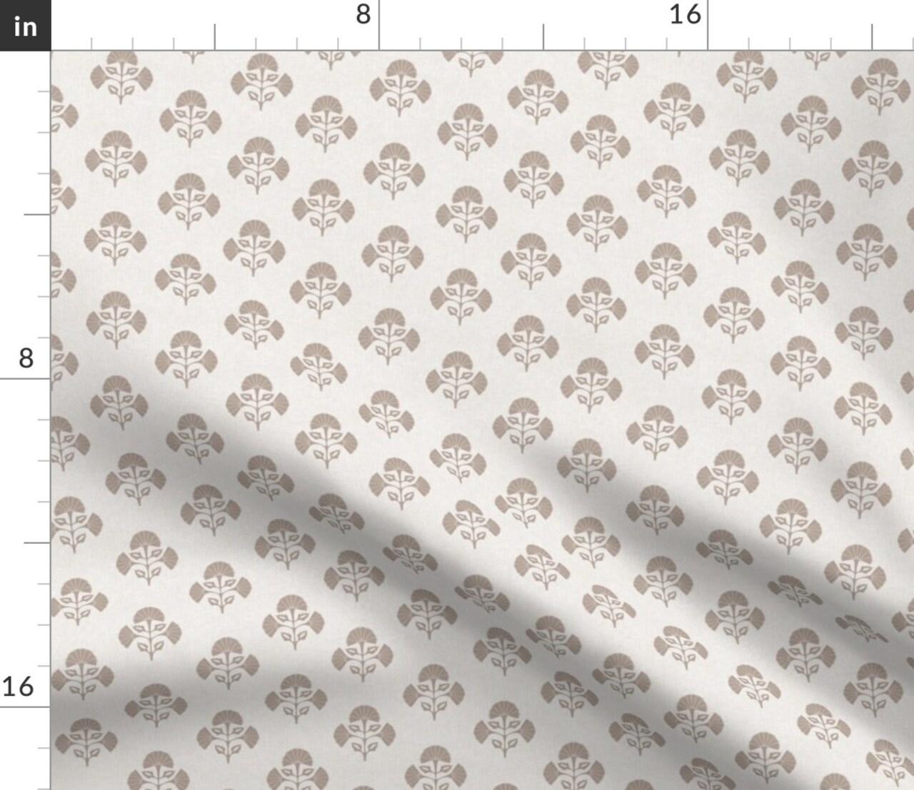 Neutral Floral Block Print Cream Brown Botanical Cottagecore Country Farmhouse Custom Printed Fabric by Spoonflower Various Fabrics by the Yard or Fat Quarter